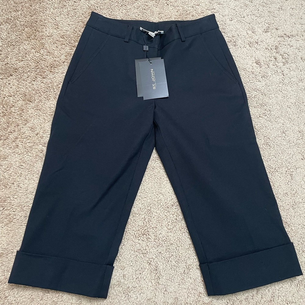 NWT ST. John Collection Size 0 Black Cropped Pants